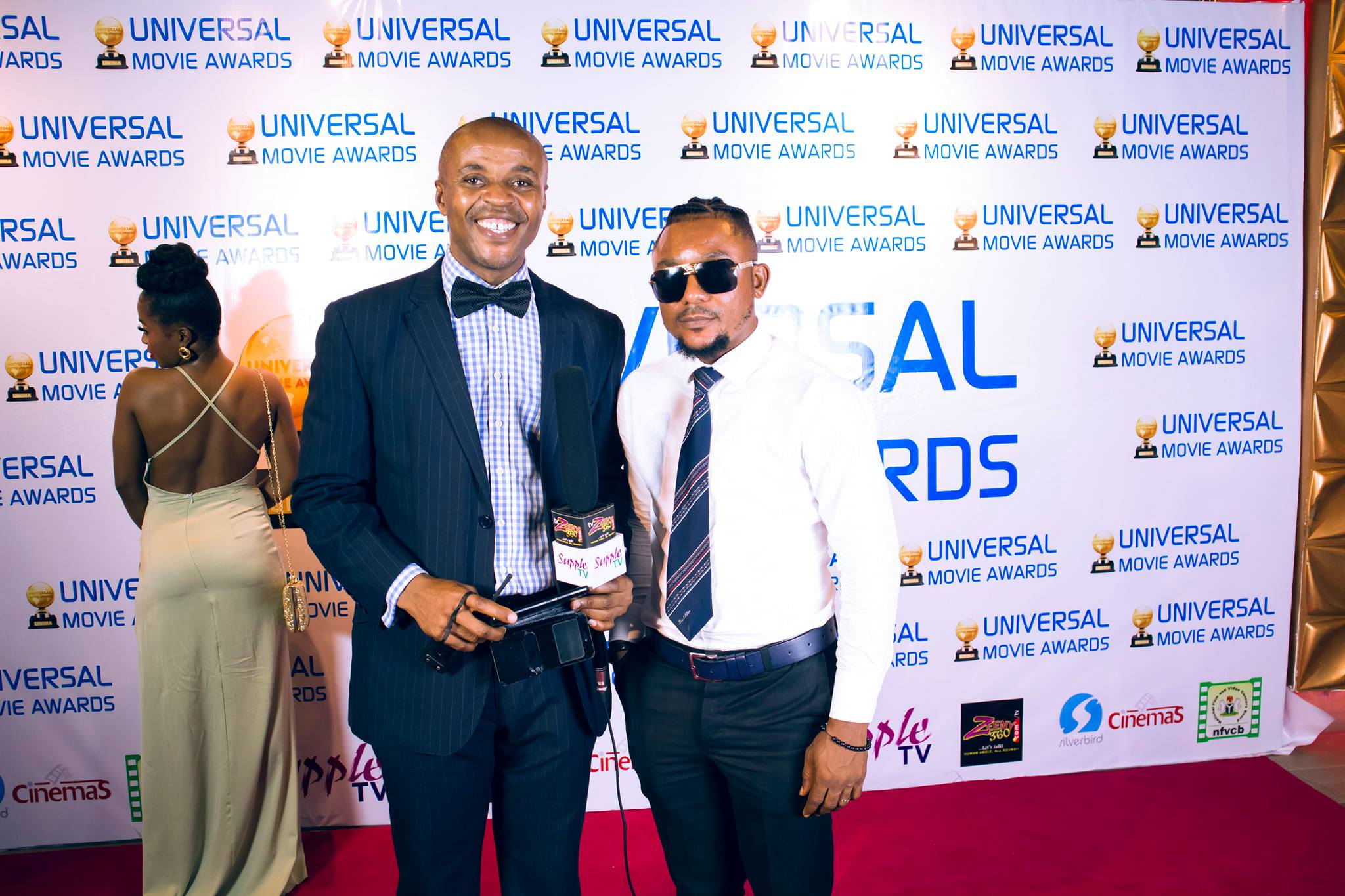 Deceased Nanje Ramesh (on the right) after a red-carpet interview by Eze Victor Uwaezuoke at the Universal Movie Awards where he was nominated as one of the Best Supporting Actor Nominees. Deceased Nanje Ramesh (on the right) after a red-carpet interview by Eze Victor Uwaezuoke at the Universal Movie Awards where he was nominated as one of the Best Supporting Actor Nominees.